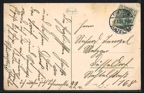 AK Dresden, Zeppelin und Flugzeug über dem Städtischen Land- und Wasser-Flugplatz