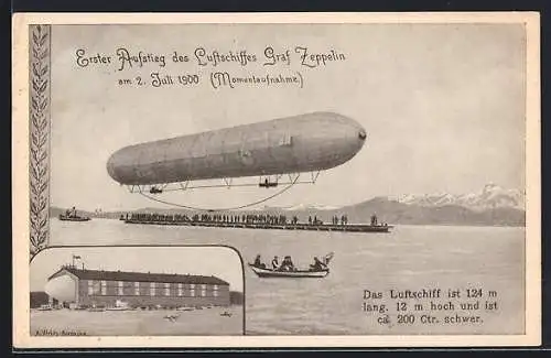 AK Erste Aufstieg des Luftschiffes Graf Zeppelin 1900