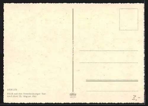 AK Berlin, Blick auf das Brandenburger Tor, Mauer