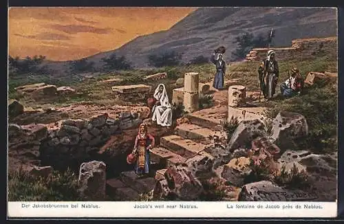 Künstler-AK F.Perlberg: Der Jakobsbrunnen bei Nablus