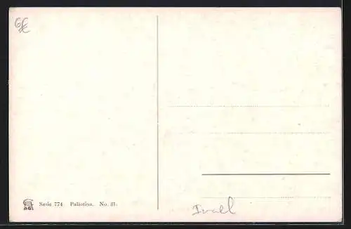 Künstler-AK F.Perlberg: Jericho, Ortspartie mit Jordan Hotel