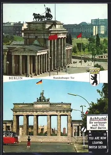 AK Berlin, Brandenburger Tor, Grenze, Wappen Berlins