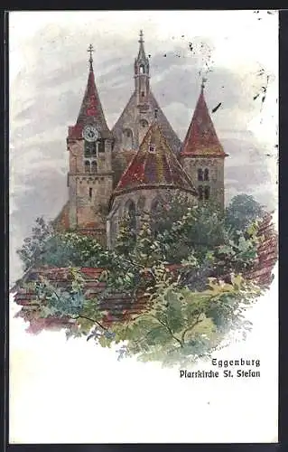 Künstler-AK Eggenburg, Pfarrkirche St. Stefan