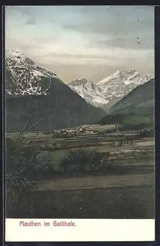 AK Mauthen, Fernsicht der Ortschaft im Gailtale