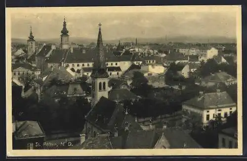 AK St. Pölten /N. D., Ortsansicht mit Blick auf die Kirche