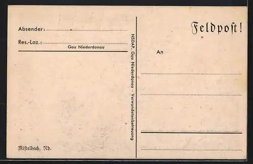 AK Mistelbach /Nd., Strassenpartie mit Rathaus