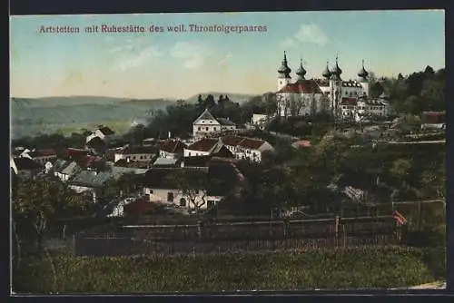 AK Artstetten, Ortsansicht mit der Ruhestätte des weil. Thronfolgerpaares