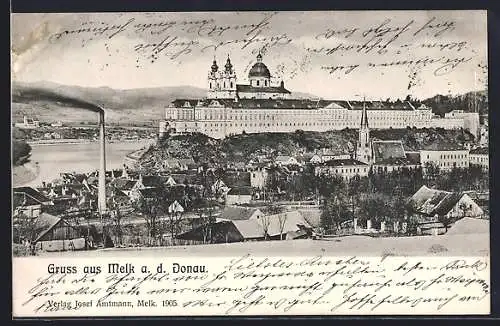 AK Melk a. d. Donau, Teilansicht mit Stift