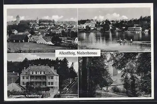 AK Allentsteig / Niederdonau, allgem. Krankenhaus Schloss, Bad und Totalansicht