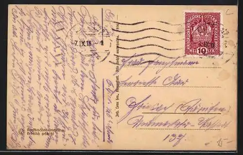 Steindruck-AK Klagenfurt, Lindwurm-Denkmal, Leute