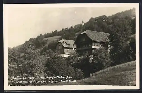 AK Radenthein, Untertweng, Pension Gartenrast im Sonnenschein