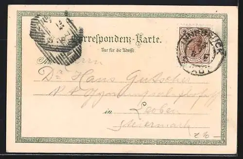 Lithographie Innsbruck, Totalansicht nach Norden mit Alpenpanorama