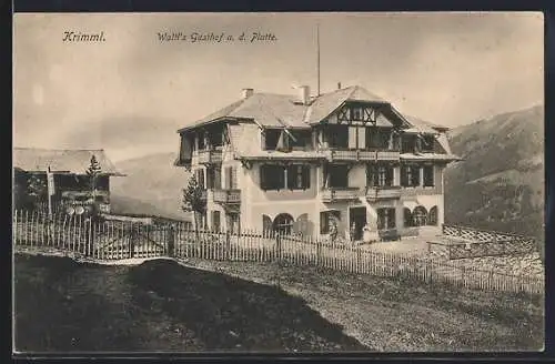 AK Krimml, Waltl`s Gasthof a. d. Platte