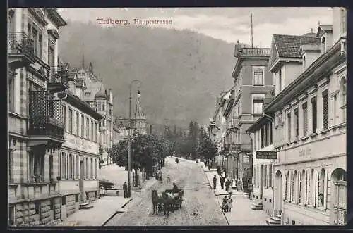 AK Triberg, Hauptstrassemit Pferdewagen