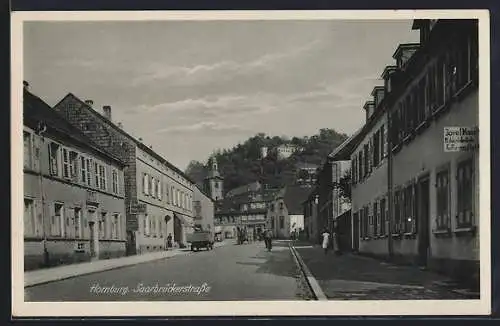 AK Homburg / Saar, Mühlenfabrikate & Futtermittel v. Josef Mann in der Saarbrückerstrasse