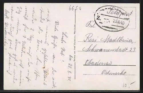AK Homburg / Saar, Mühlenfabrikate & Futtermittel v. Josef Mann in der Saarbrückerstrasse