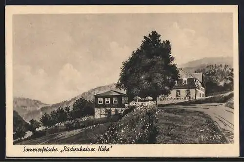 Künstler-AK Glashütte / Sa., Gasthaus Rückenhainer Höhe. Bes. Franz Pargner