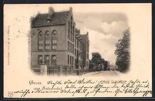AK Salzwedel, Königl. Gymnasium mit Strasse
