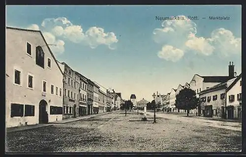 AK Neumarkt a. Rott, Marktplatz, Panorama mit Turmblick