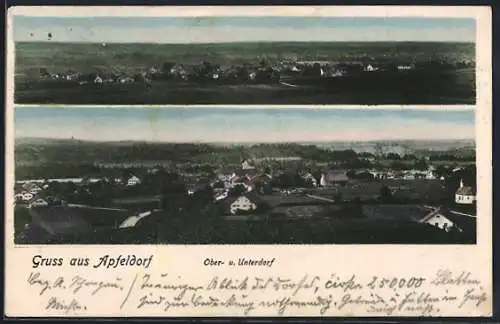 AK Apfeldorf, Ober- u. Unterdorf, Panorama-Ansichten