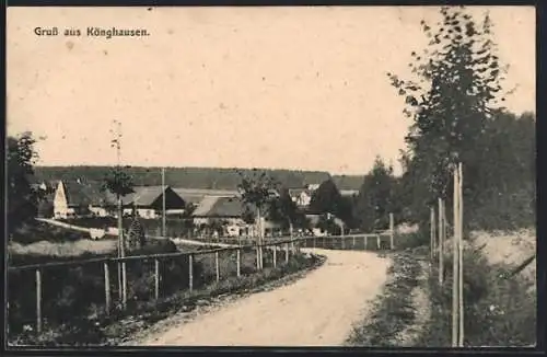 AK Könghausen, Ortsansicht mit Strassenpartie