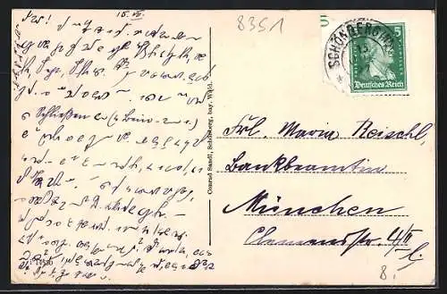 AK Schönberg / Bay. Wald, Marktplatz mit Blick zur Kirche