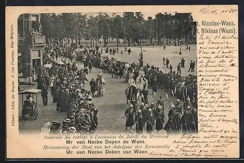 AK Saint-Nicolas-Waes, Cortege à l`occasion du Jubilé du Révérend van Necke Doyen de Waes