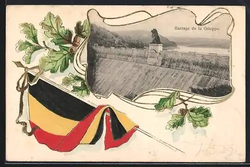 AK Eupen, Barrage de la Gileppe, Fahne