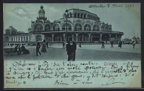 Mondschein-AK Ostende, Kursaal