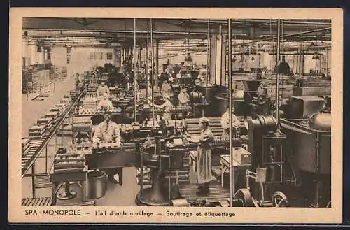 AK Spa-Monopole, Hall d`embouteillage, Soutirage et etiquettage