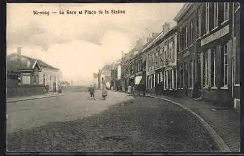 AK Wervicq, La Gare et Place de la Station