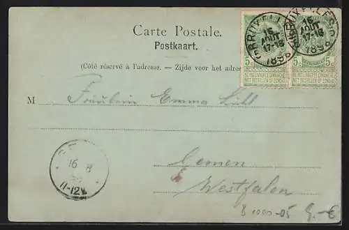 Mondschein-AK Bruxelles, Rue de la Régence et Palais des Beaux Arts