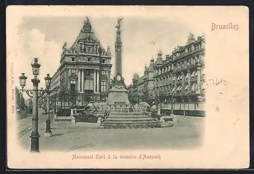 AK Bruxelles, Monument éléve à la memoire d`Anspach