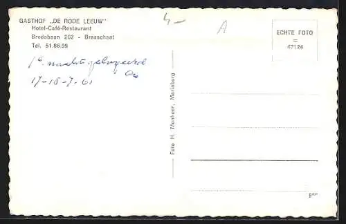 AK Brasschaet, Gasthof De Rode Leeuw, Bredabaan 262, Hotel-Café Restaurant