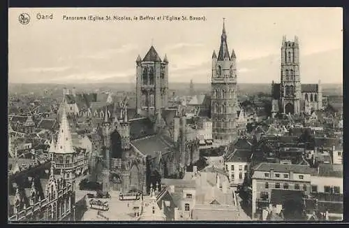 AK Gand, Panorama, Eglise St. Nicolas
