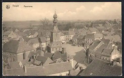 AK Thielt, Blick auf den Marktplatz und über die Dächer der Stadt