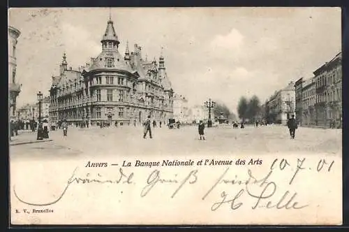 AK Anvers, La Banque Nationale et l`Avenue des Arts