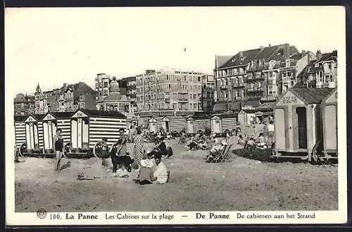 AK La Panne, Les Cabines sur la plage