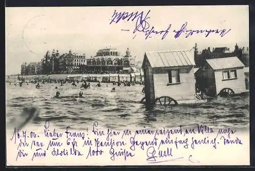 AK Ostende, Strandbad mit Urlaubern