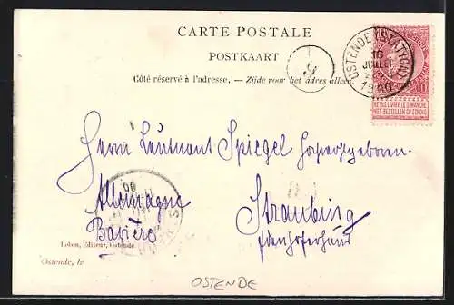 AK Ostende, Strandbad mit Urlaubern