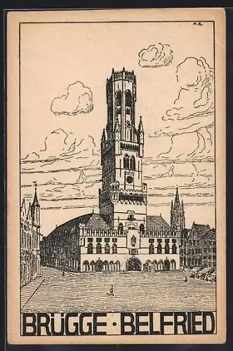 Künstler-AK Brügge, Belfried