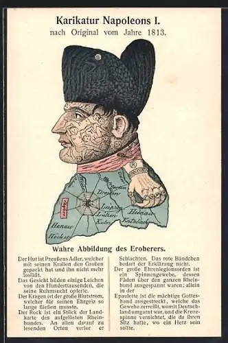 AK Metamorphose Napoleon I. als Karikatur