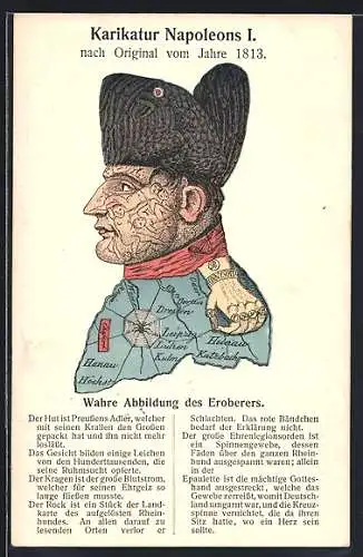 AK Metamorphose Napoleon I. als Karikatur