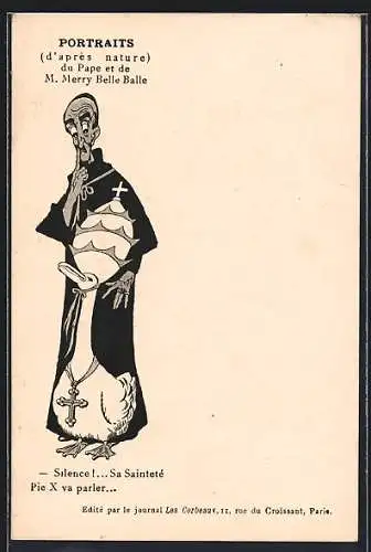 AK Ente mit Mitra, Priester, Religionspolitik