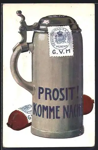 AK Bierkrug mit Kuckuck, Gerichtsvollzieher