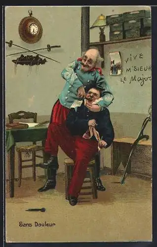 AK Französischer Soldat bekommt einen Zahn gezogen