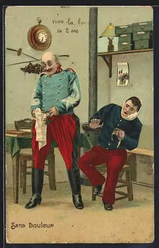 AK Französischer Soldat nach dem Ziehen eines Zahns