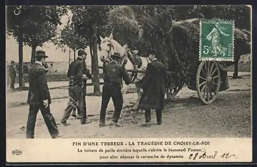 AK Choisy-le-Roi, Fin d`une Terreur - La voiture de paille..., Bonnot-Bande