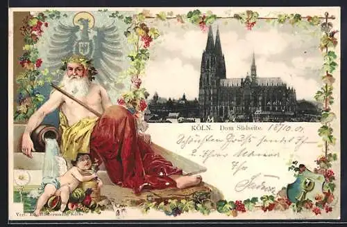 Passepartout-Lithographie Köln, Südseite des Doms