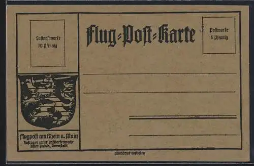 AK Flugpost am Rhein und Main, Beförderung durch Postluftschiff Schwaben